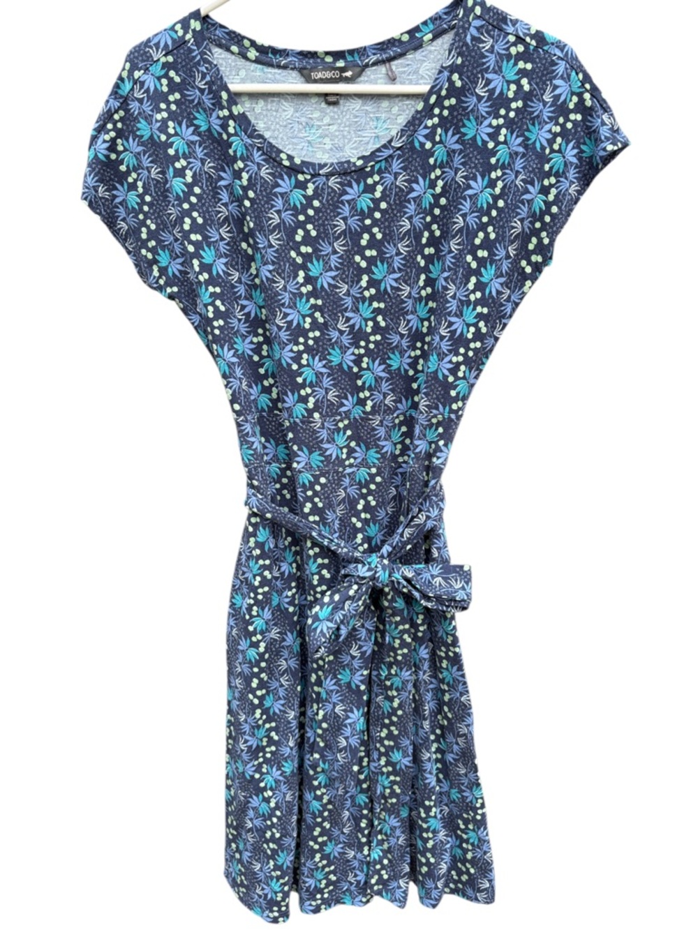 EUC Toad&Co Cue Wrap Dress Blue Palm Size Small
